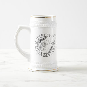 Odin Raven Crow Viking Mythology runes runic Beer Stein