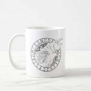 Odin Raven Crow Viking Mythology runes runic Coffee Mug