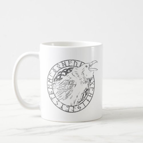 Odin Raven Crow Viking Mythology runes runic Coffee Mug