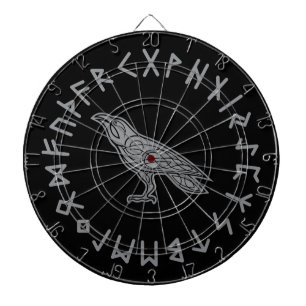 Odin Raven Crow Viking Mythology runes runic Dart Board