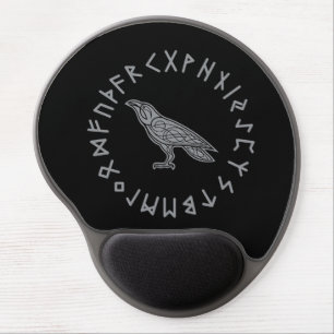 Odin Raven Crow Viking Mythology runes runic Gel Mouse Pad