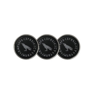 Odin Raven Crow Viking Mythology runes runic Golf Ball Marker