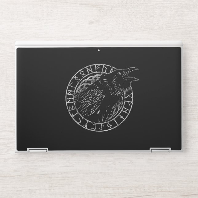 Odin Raven Crow Viking Mythology runes runic HP Laptop Skin (Front)