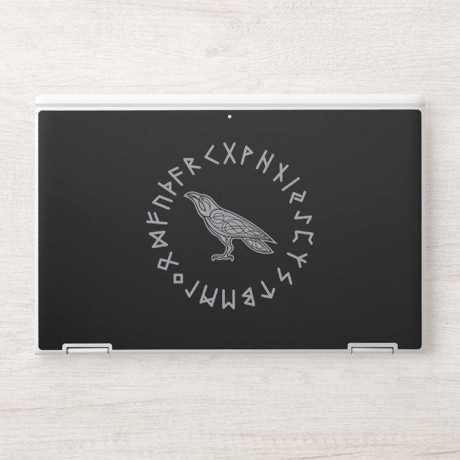 Odin Raven Crow Viking Mythology runes runic HP Laptop Skin (Front)