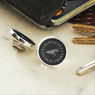 Odin Raven Crow Viking Mythology runes runic Lapel Pin