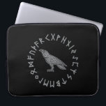 Odin Raven Crow Viking Mythology runes runic Laptop Sleeve<br><div class="desc">Want this on another product? SIMPLY TRANSFER THIS DESIGN! If the image is not appropriate for your new selected product, contact me, and I'll help you! // Huginn & Muninn design features a stunning engraved raven crafted in stone, showcasing intricate Viking ornaments and minimalist ink-style artistry. Huginn and Muninn are...</div>