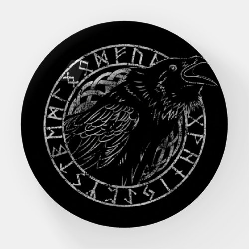 Odin Raven Crow Viking Mythology runes runic Paperweight