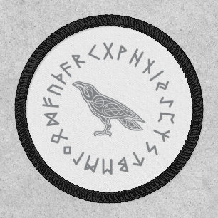 Odin Raven Crow Viking Mythology runes runic Patch