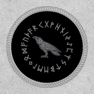 Odin Raven Crow Viking Mythology runes runic Patch