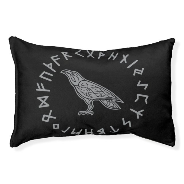 Odin Raven Crow Viking Mythology runes runic Pet Bed (Front)
