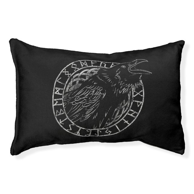 Odin Raven Crow Viking Mythology runes runic Pet Bed (Front)