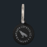 Odin Raven Crow Viking Mythology runes runic Pet ID Tag<br><div class="desc">Viking Odin raven with runes and scandinavian runic symbols alphabets around circle grunge eroded texture. Nordic Culture scandinavian,  viking mythology and legends from the Sagas. Perfect gift idea for vikings,  pagans,  slavic,  etc. Customize the style and colors. Add your own text or customization using the online editor.</div>