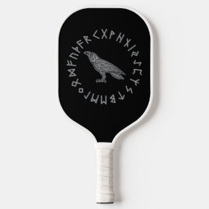 Odin Raven Crow Viking Mythology runes runic Pickleball Paddle