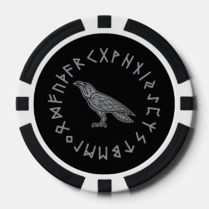 Odin Raven Crow Viking Mythology runes runic Poker Chips