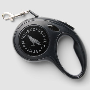 Odin Raven Crow Viking Mythology runes runic Retractable Pet Leash