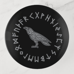 Odin Raven Crow Viking Mythology runes runic Trinket Tray