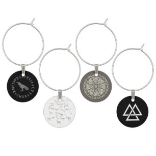 Odin Raven Crow Viking Mythology runes runic Wine Charm