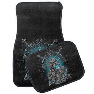 Odin Ravens and Swords Blue Luminous Eye Norse god Car Floor Mat