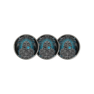 Odin Ravens and Swords Blue Luminous Eye Norse god Golf Ball Marker