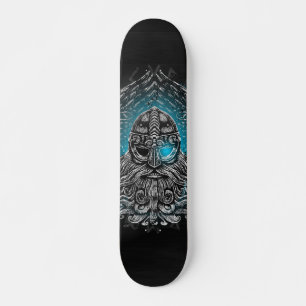 Odin Ravens and Swords Blue Luminous Eye Norse god Skateboard
