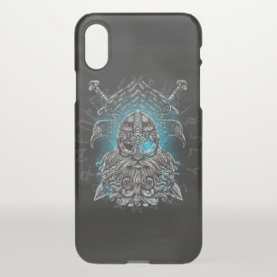 Odin Ravens and Swords Blue Luminous Eye Norse god iPhone X Case