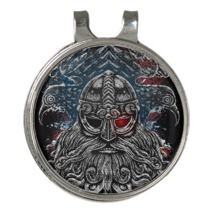 Odin ravens and swords Viking Mythology USA flag Golf Hat Clip