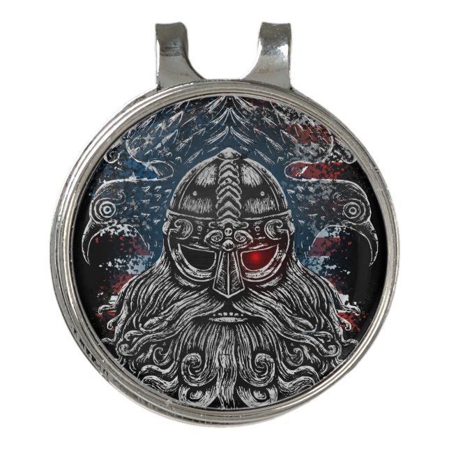 Odin ravens and swords Viking Mythology USA flag Golf Hat Clip (Front)