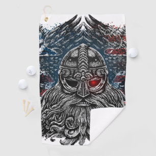 Odin ravens and swords Viking Mythology USA flag Golf Towel