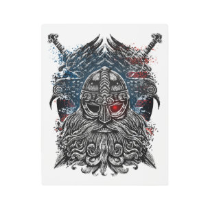 Odin ravens and swords Viking Mythology USA flag Metal Print