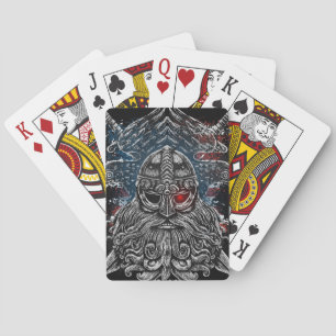 Odin ravens and swords Viking Mythology USA flag Poker Cards