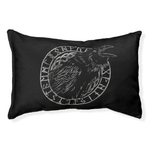 Odin Ravens Huginn Muninn Viking Runic Circle Pet Bed
