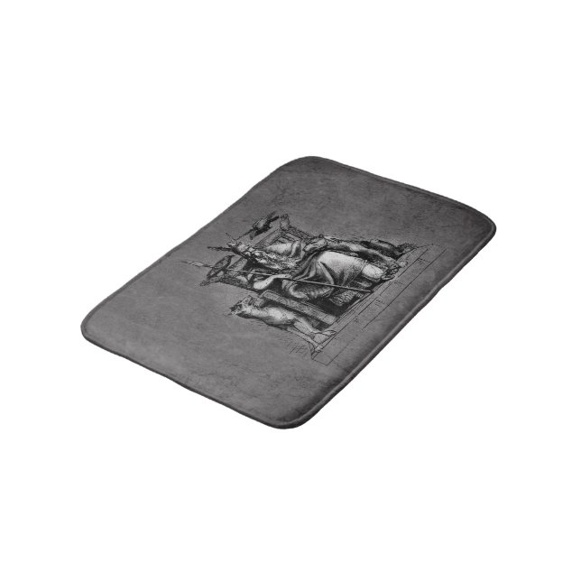 Odin ravens on his stone throne viking mythology bath mat (Angled)