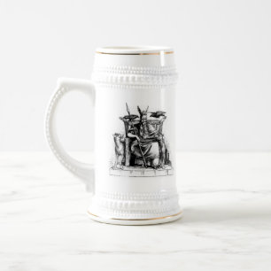 Odin ravens on his stone throne viking mythology beer stein