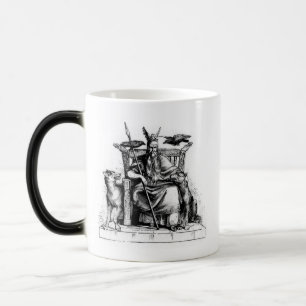 Odin ravens on his stone throne viking mythology color morph mug