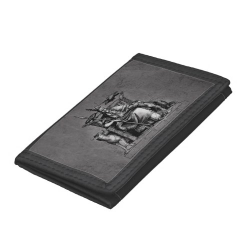 Odin ravens on his stone throne viking mythology trifold wallet