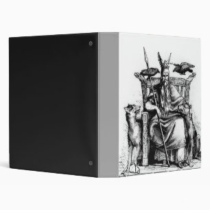 Odin Ravens on Stone Throne Viking Mythology Stone 3 Ring Binder