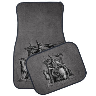 Odin Ravens on Stone Throne Viking Mythology Stone Car Floor Mat