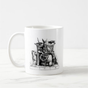 Odin Ravens on Stone Throne Viking Mythology Stone Coffee Mug