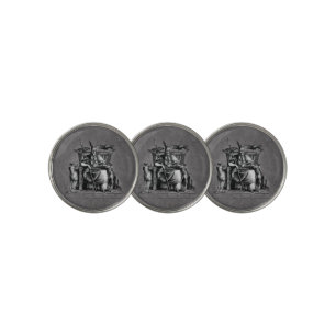 Odin Ravens on Stone Throne Viking Mythology Stone Golf Ball Marker