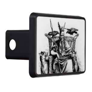 Odin Ravens on Stone Throne Viking Mythology Stone Hitch Cover