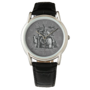Odin Ravens on Stone Throne Viking Mythology Stone Watch