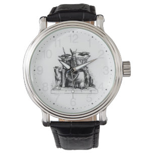 Odin Ravens on Stone Throne Viking Mythology Stone Watch