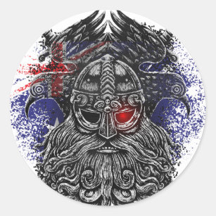 Odin ravens swords Viking Mythology Australia flag Classic Round Sticker