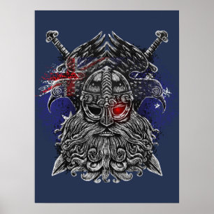 Odin ravens swords Viking Mythology Australia flag Poster