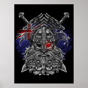 Odin ravens swords Viking Mythology Australia flag Poster