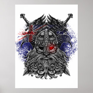 Odin ravens swords Viking Mythology Australia flag Poster