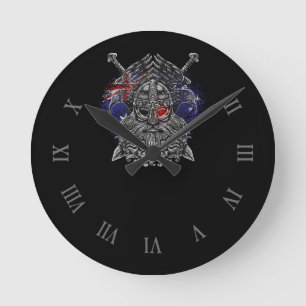 Odin ravens swords Viking Mythology Australia flag Round Clock