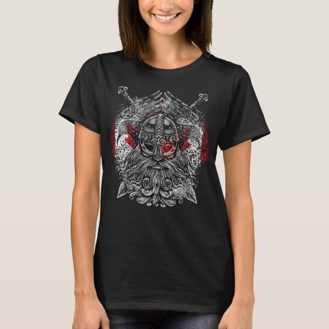 Odin ravens swords Viking Mythology Canada flag T-Shirt (Front)
