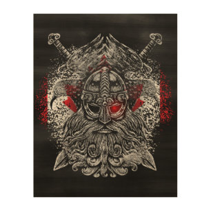 Odin ravens swords Viking Mythology Canada flag Wood Wall Art