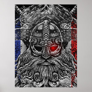 Odin ravens swords Viking Mythology France flag Poster